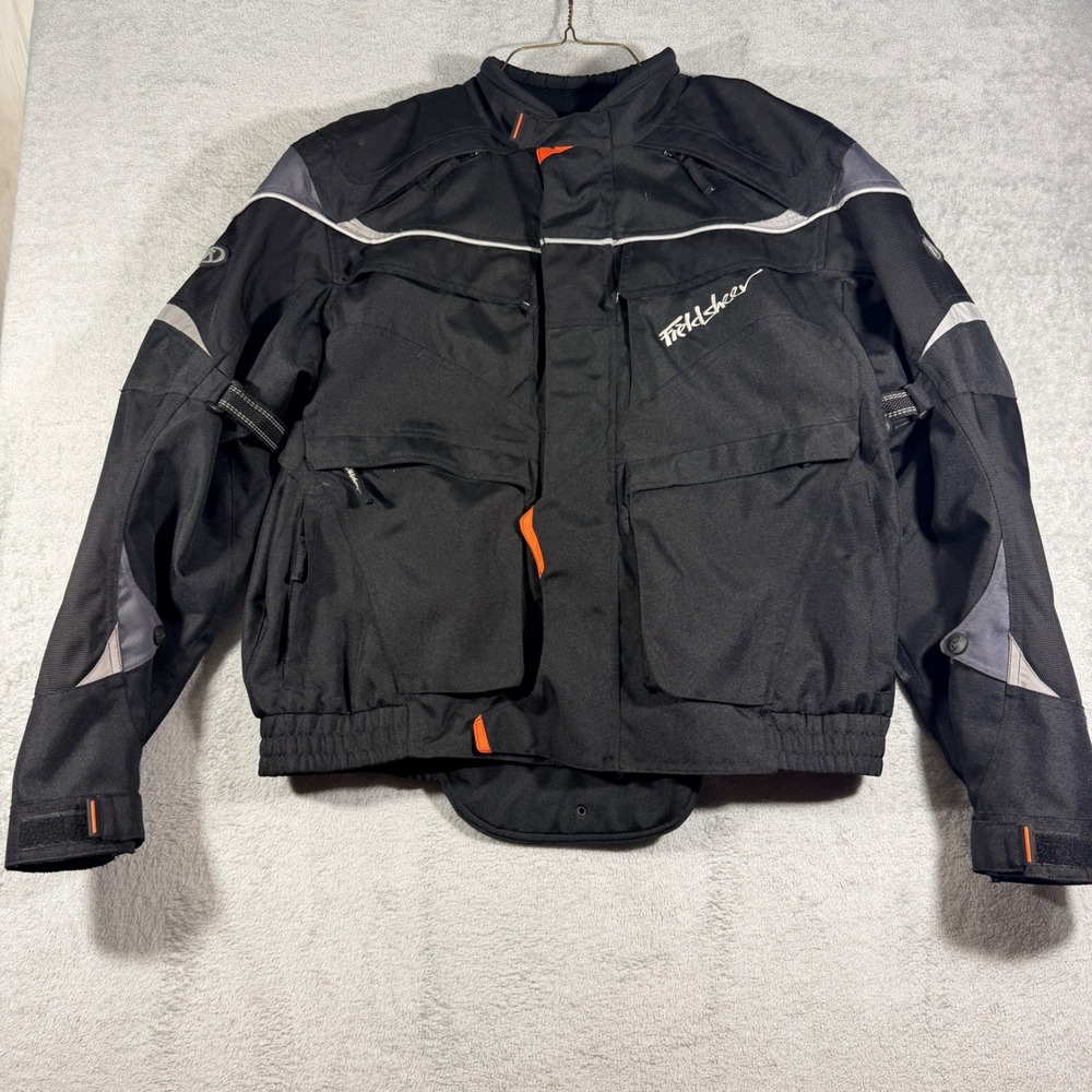 Fieldsheer Motorcycle Jacket Mens XL Black Reflective Armor Padded Riding Gear